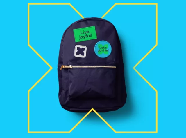 Backpack with a yellow X